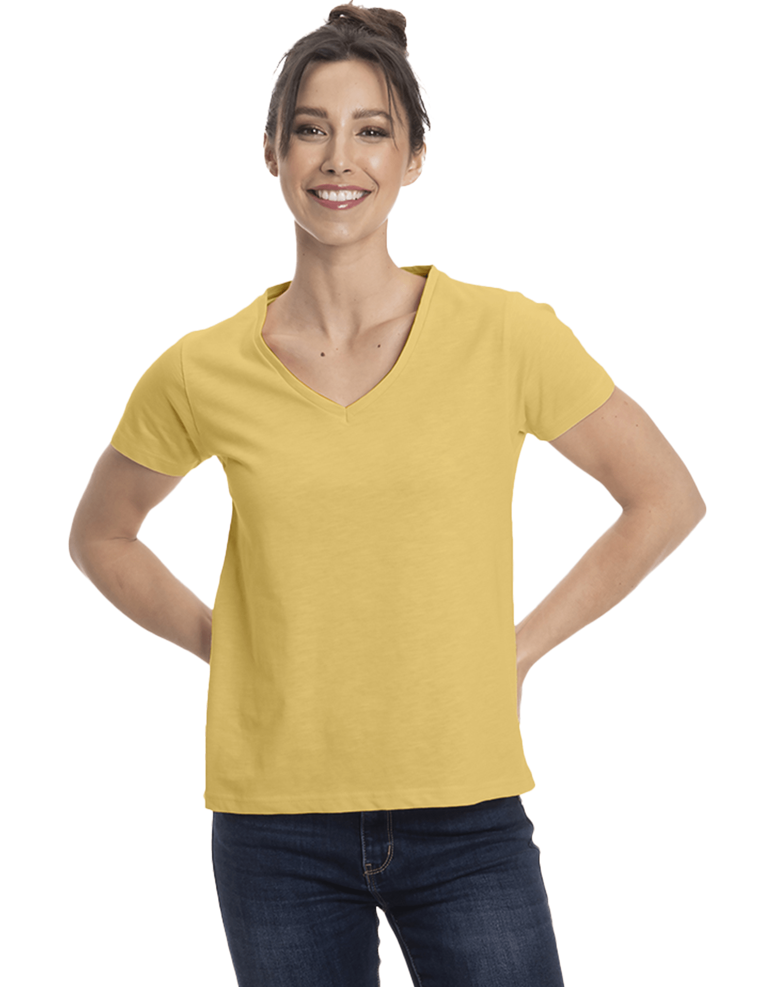 Women's Colorful V-Neck Short Sleeve Turkish Cotton T-Shirts - Wear Sierra