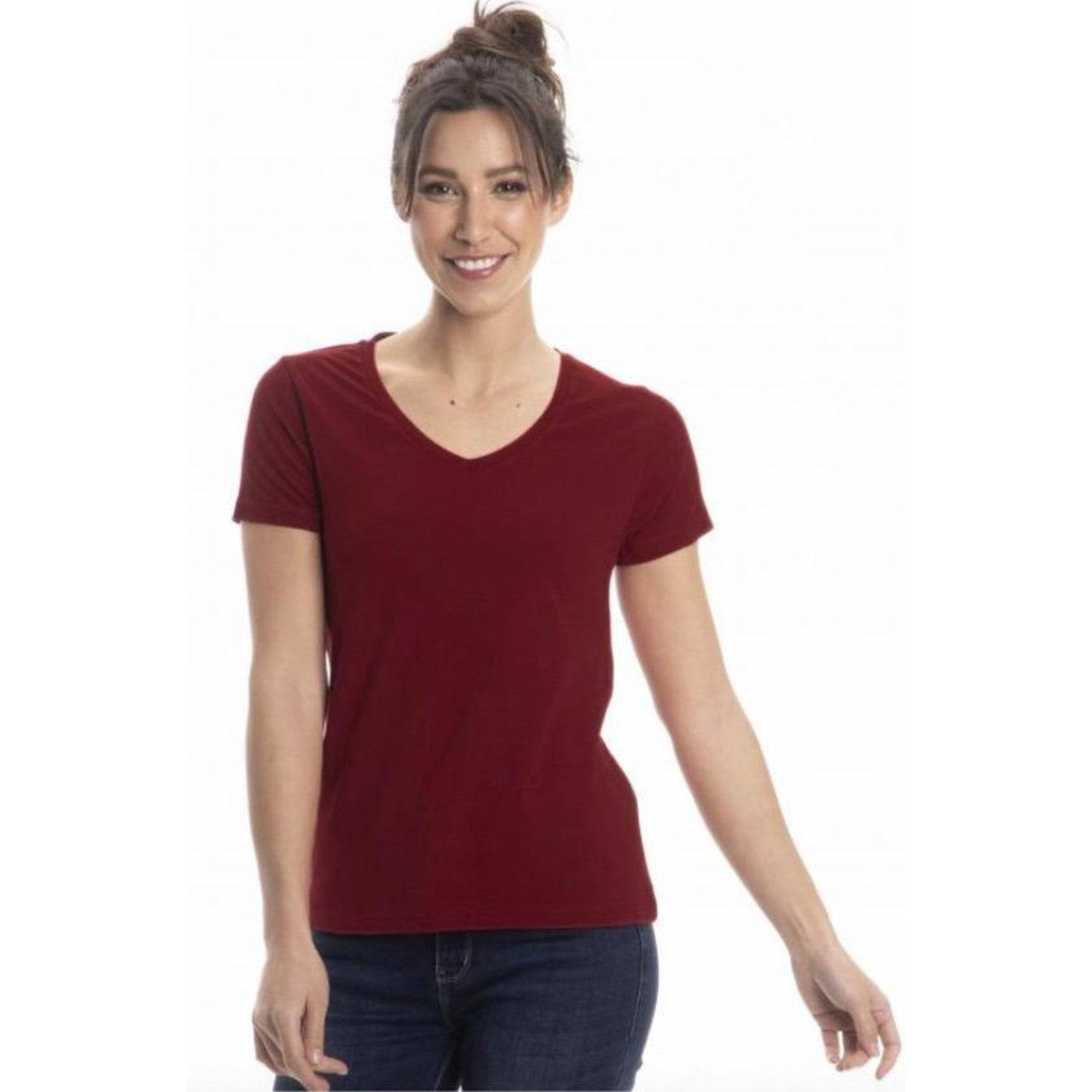 Women's Colorful V-Neck Short Sleeve Turkish Cotton T-Shirts - Wear Sierra