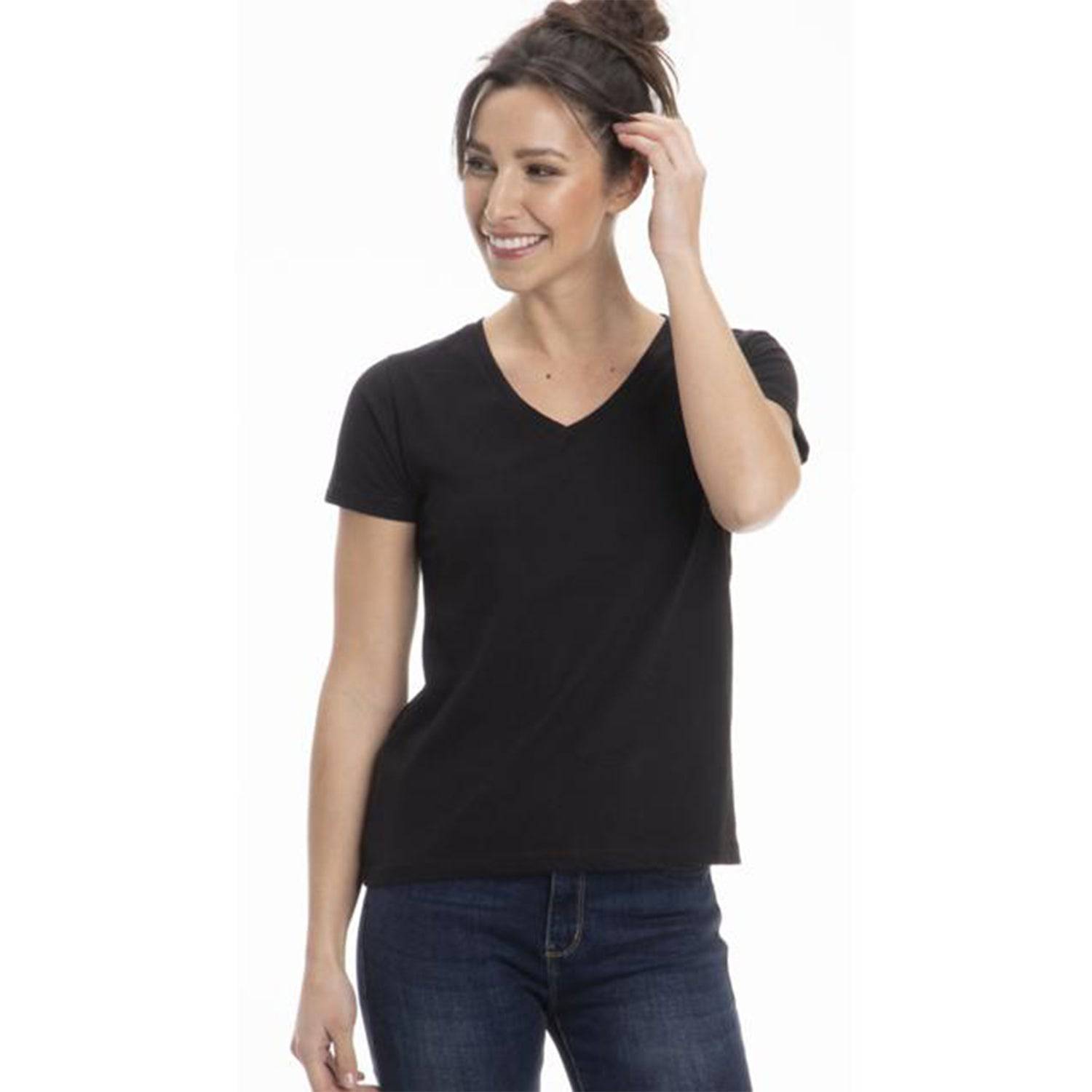 Women's Colorful V-Neck Short Sleeve Turkish Cotton T-Shirts - Wear Sierra