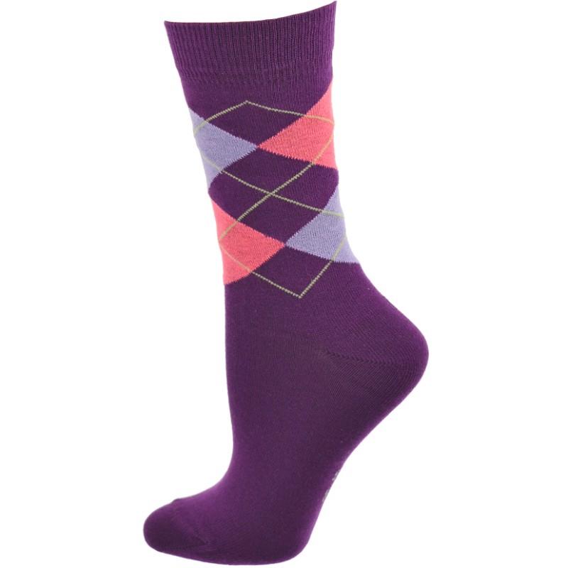 Women's Combed Cotton Crew Socks, Colorful Argyle Design, Choose 1 Pair Pack or 4 Pair Packs - Wear Sierra