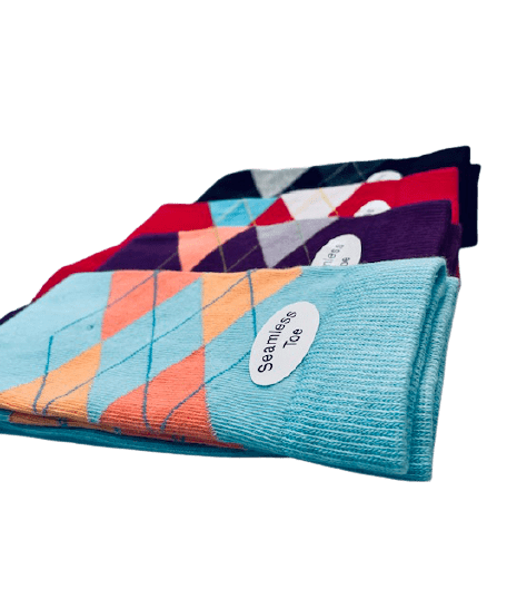 Women's Combed Cotton Crew Socks, Colorful Argyle Design, Choose 1 Pair Pack or 4 Pair Packs - Wear Sierra