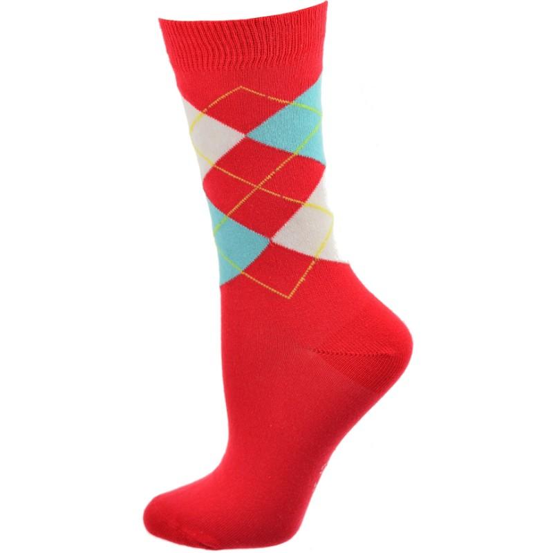 Women's Combed Cotton Crew Socks, Colorful Argyle Design, Choose 1 Pair Pack or 4 Pair Packs - Wear Sierra