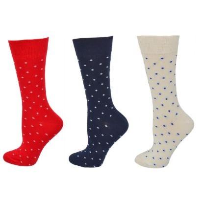 Women's Combed Cotton Crew Socks, Colorful Pin Dot Casual Women's 3 Pair Packs - Wear Sierra