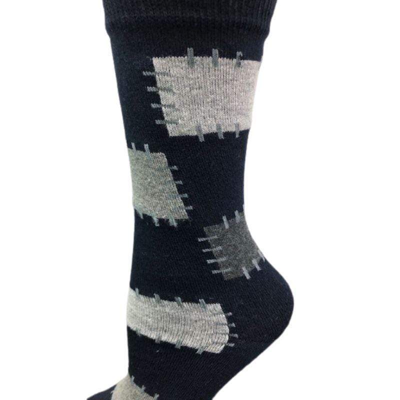 Women's Combed Cotton Crew Socks Patch Design - Women's Warm Black Socks - Wear Sierra