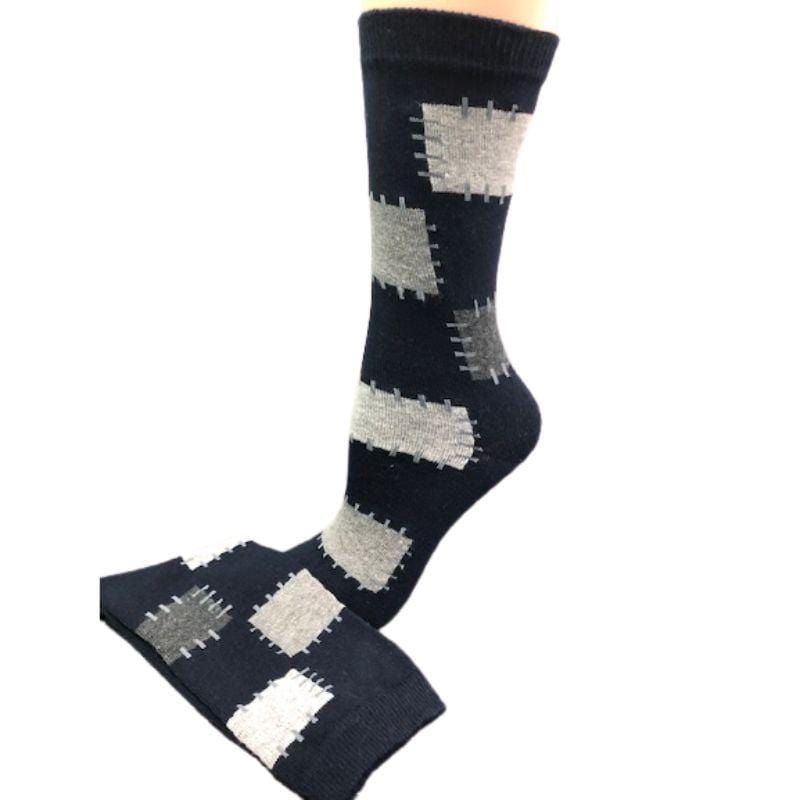 Women's Combed Cotton Crew Socks Patch Design - Women's Warm Black Socks - Wear Sierra