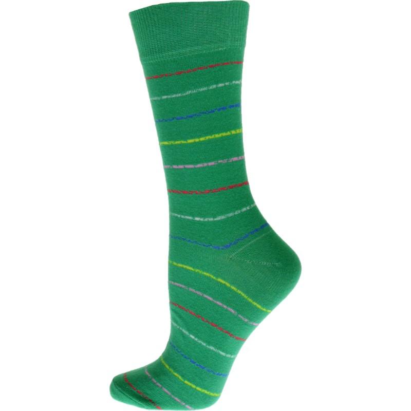 Women's Cotton Blend Vibrant Colorful Striped Crew Socks in 1 Pair Pack or 3 Pair Packs - Wear Sierra