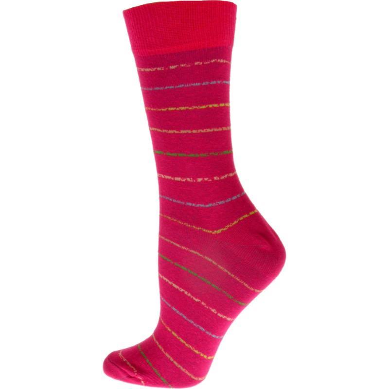 Women's Cotton Blend Vibrant Colorful Striped Crew Socks in 1 Pair Pack or 3 Pair Packs - Wear Sierra