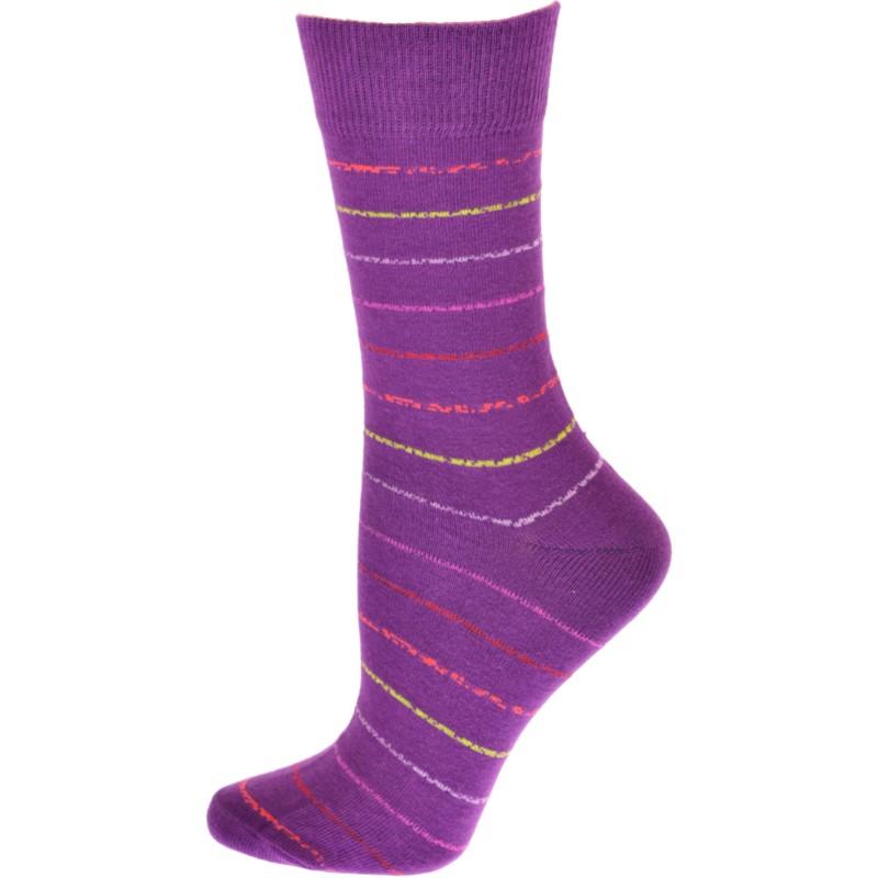 Women's Cotton Blend Vibrant Colorful Striped Crew Socks in 1 Pair Pack or 3 Pair Packs - Wear Sierra