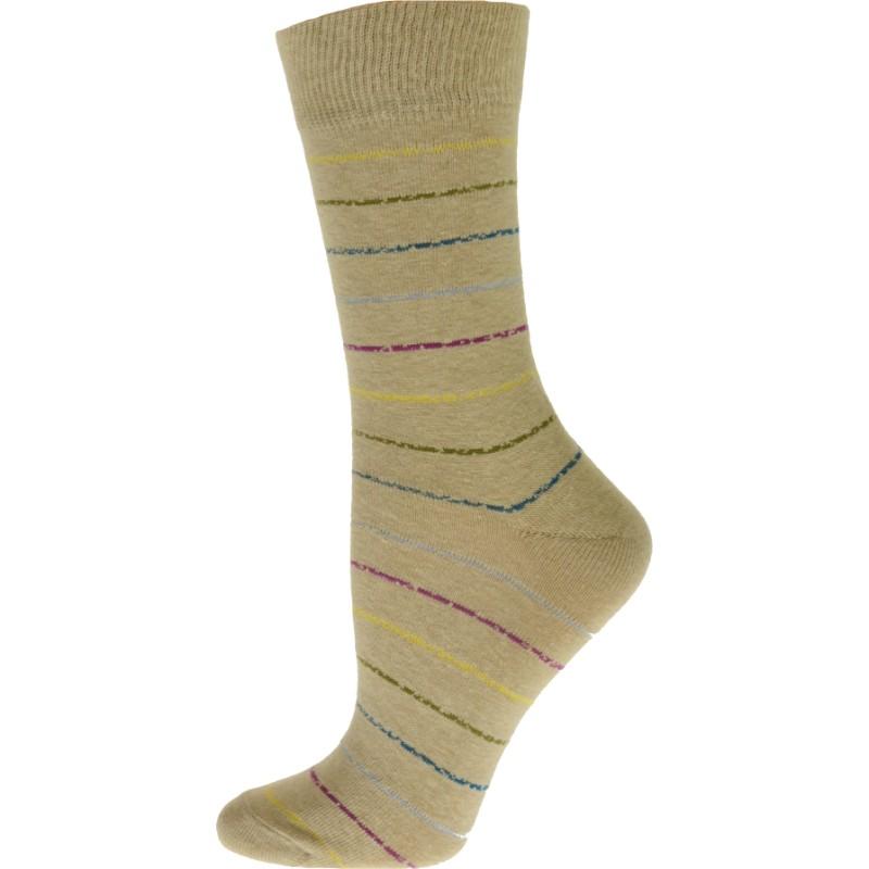 Women's Cotton Blend Vibrant Colorful Striped Crew Socks in 1 Pair Pack or 3 Pair Packs - Wear Sierra