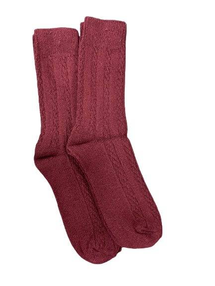 Women's Cotton Crew Socks, Classic Cable Knit Pattern - In 2 Pair Packs - Wear Sierra