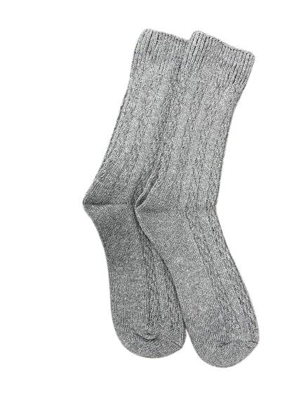 Women's Cotton Crew Socks, Classic Cable Knit Pattern - In 2 Pair Packs - Wear Sierra