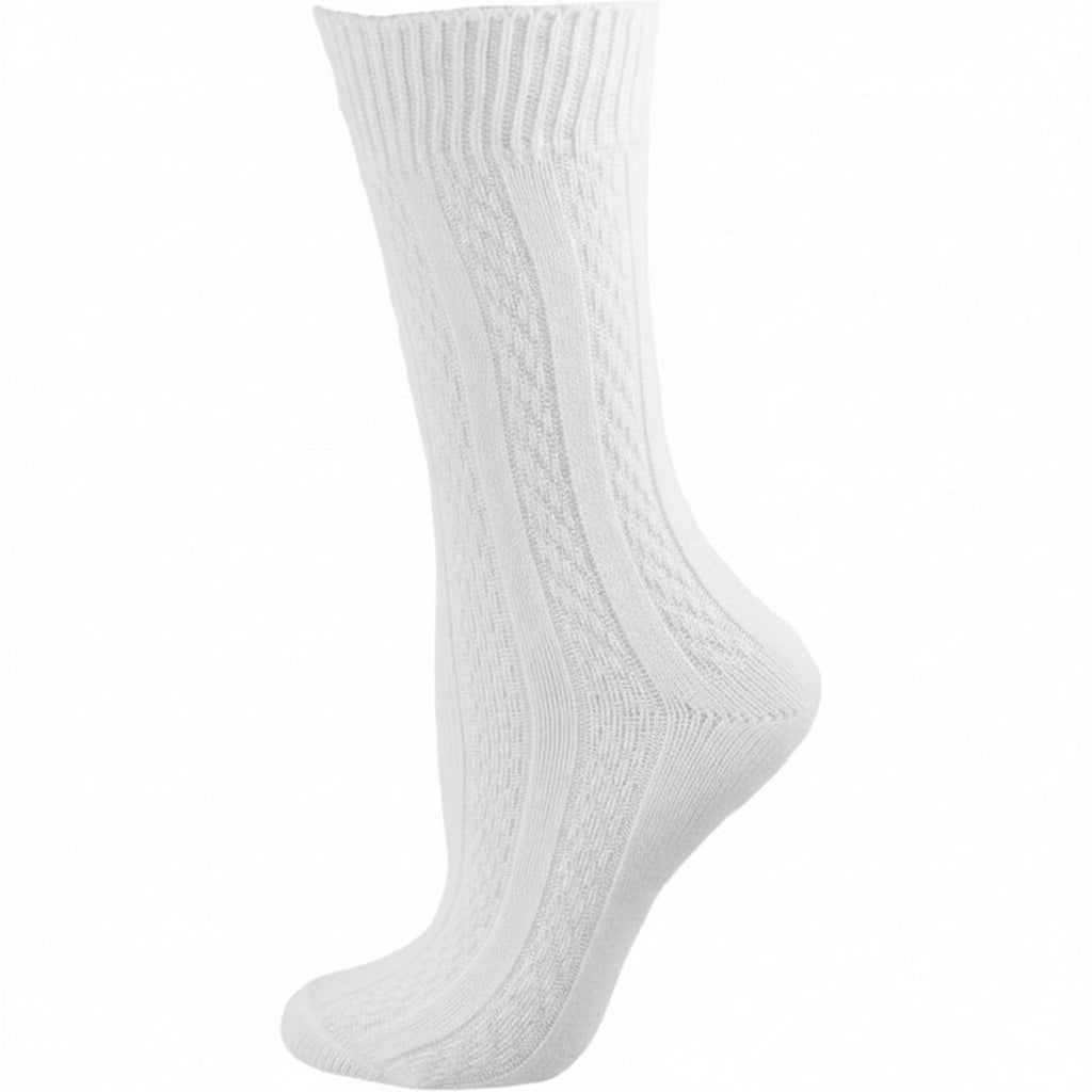Women's Cotton Crew Socks, Classic Cable Knit Pattern - In 2 Pair Packs - Wear Sierra