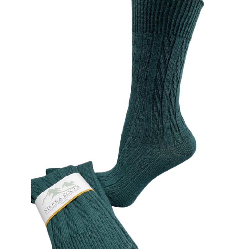 Women's Cotton Crew Socks, Classic Cable Knit Pattern - In 2 Pair Packs - Wear Sierra