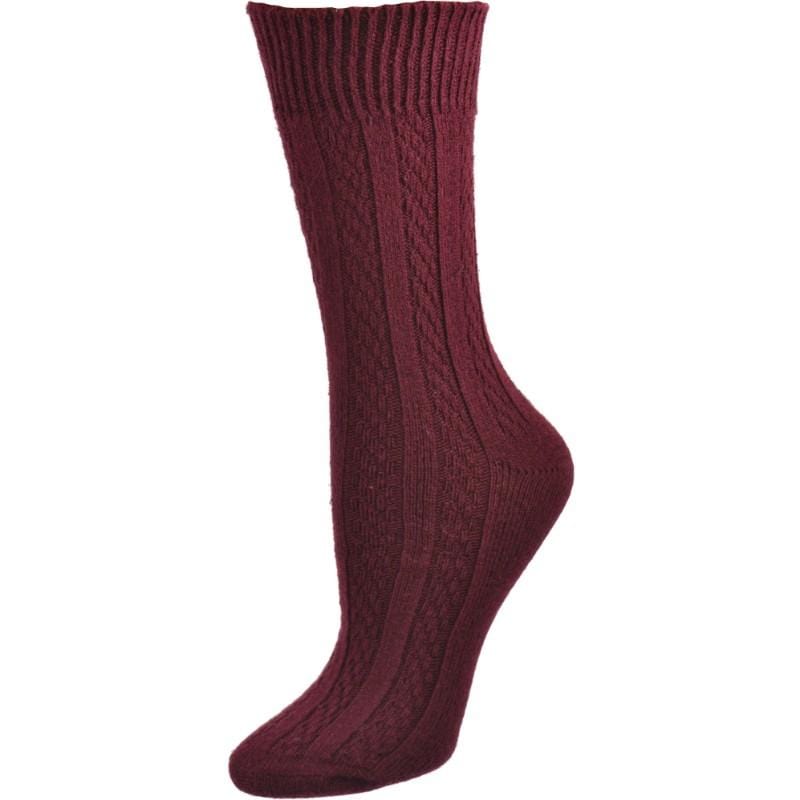 Women's Cotton Crew Socks, Classic Cable Knit Pattern - In 2 Pair Packs - Wear Sierra