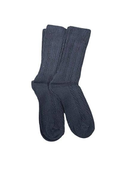 Women's Cotton Crew Socks, Classic Cable Knit Pattern - In 2 Pair Packs - Wear Sierra