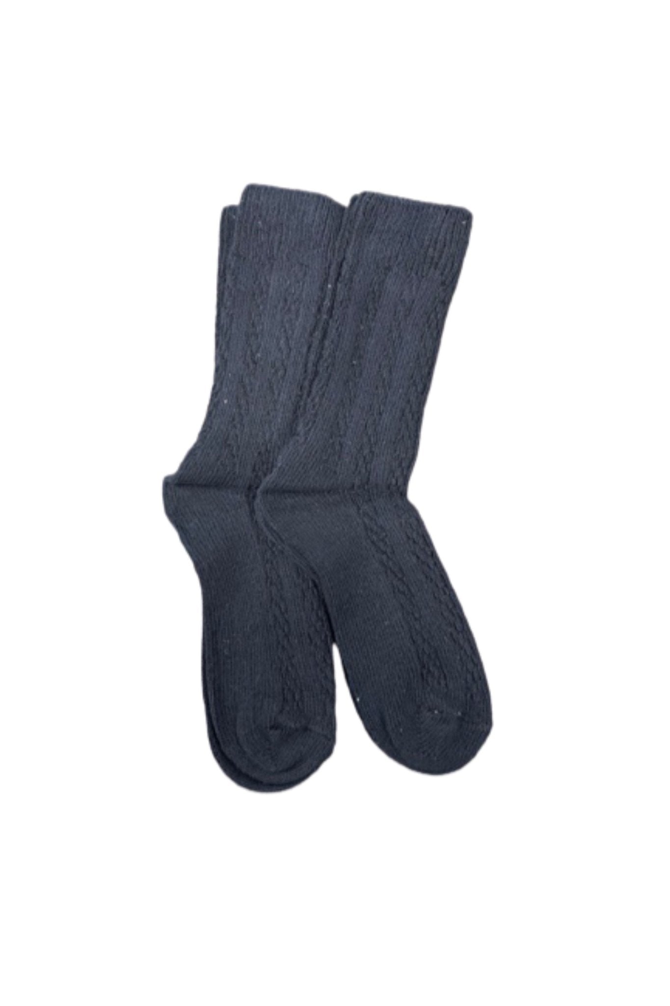 Women's Cotton Crew Socks, Classic Cable Knit Pattern - In 2 Pair Packs - Wear Sierra