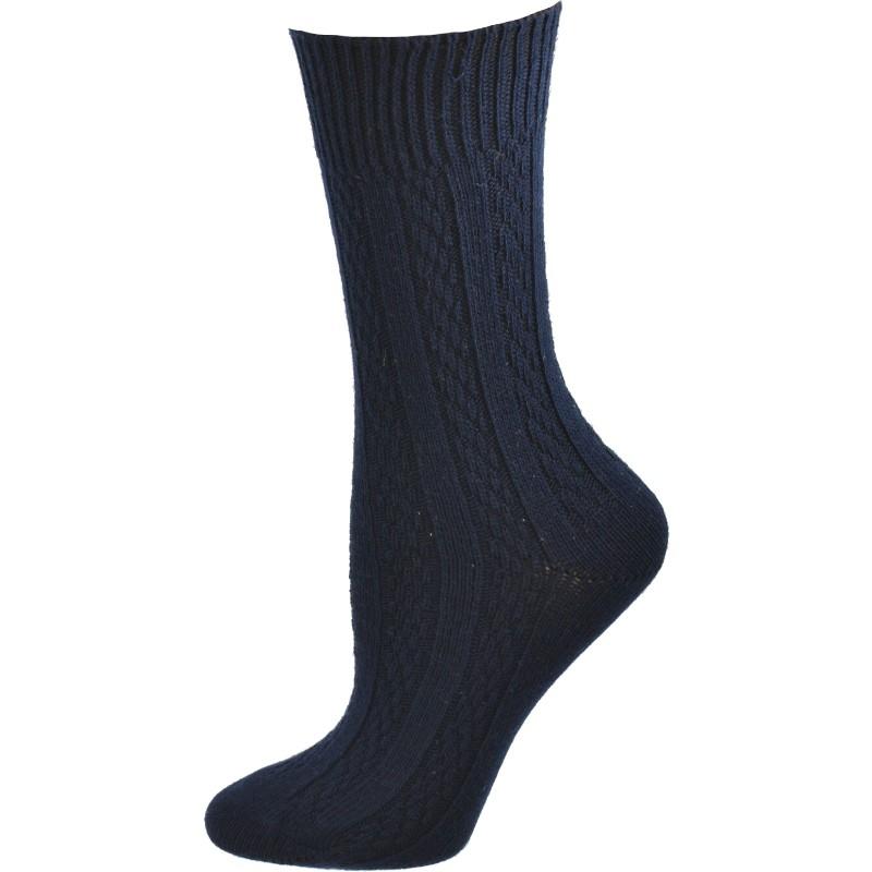 Women's Cotton Crew Socks, Classic Cable Knit Pattern - In 2 Pair Packs - Wear Sierra