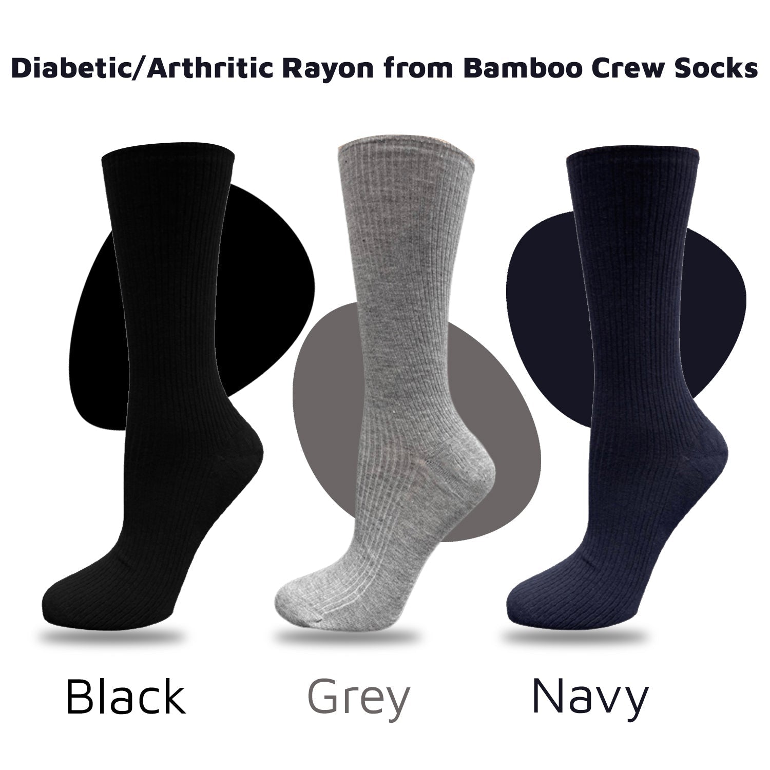 Women's Diabetic Arthritic Rayon Crew Socks 3 - Pair Packs - Wear Sierra