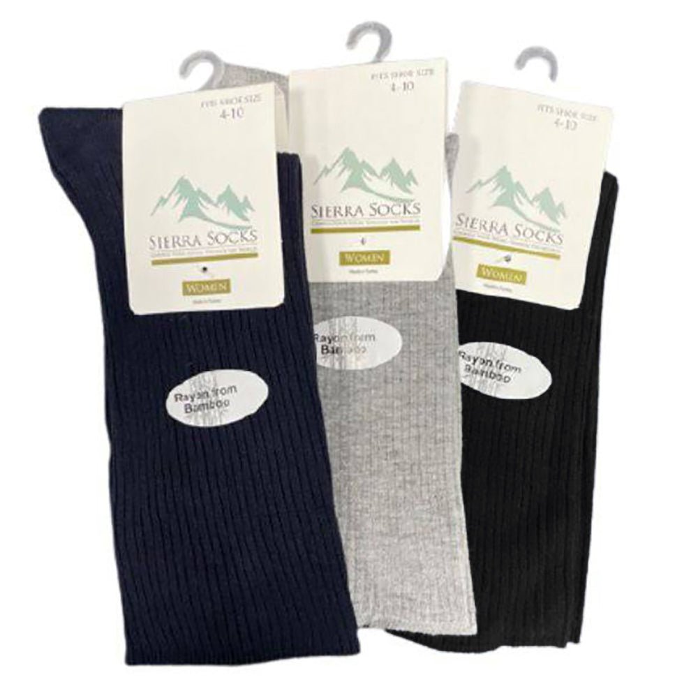 Women's Diabetic Arthritic Rayon Crew Socks 3 - Pair Packs - Wear Sierra