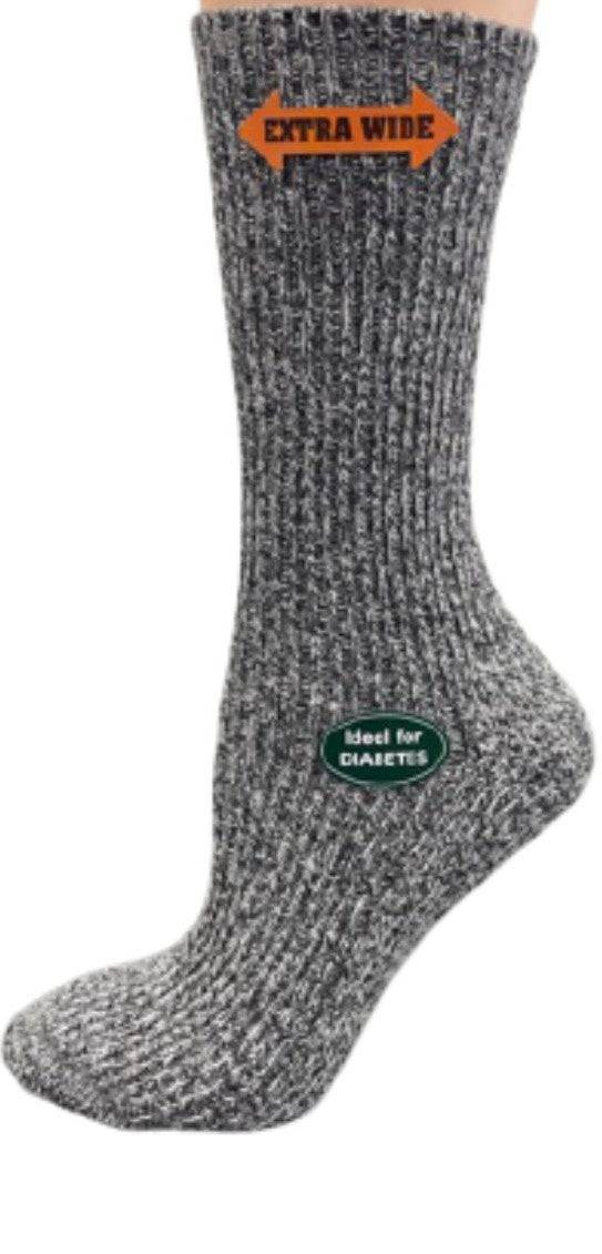 Women’s Diabetic Crew Socks with Extra Wide Calf - Regenerated Wool Ecofriendly Footwear - Wear Sierra