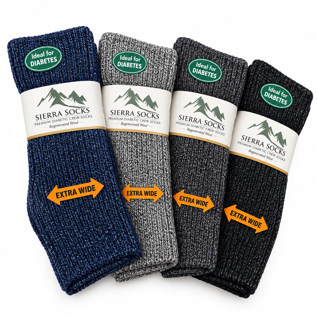 Women’s Diabetic Crew Socks with Extra Wide Calf - Regenerated Wool Ecofriendly Footwear - Wear Sierra
