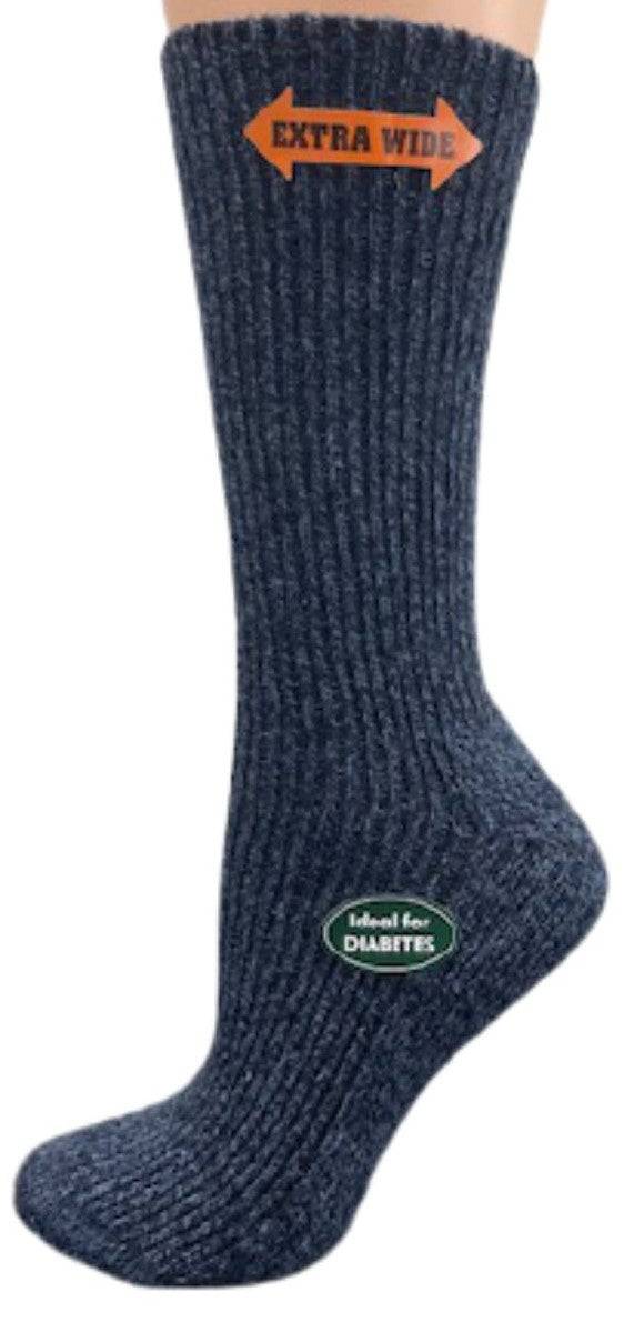 Women’s Diabetic Crew Socks with Extra Wide Calf - Regenerated Wool Ecofriendly Footwear - Wear Sierra