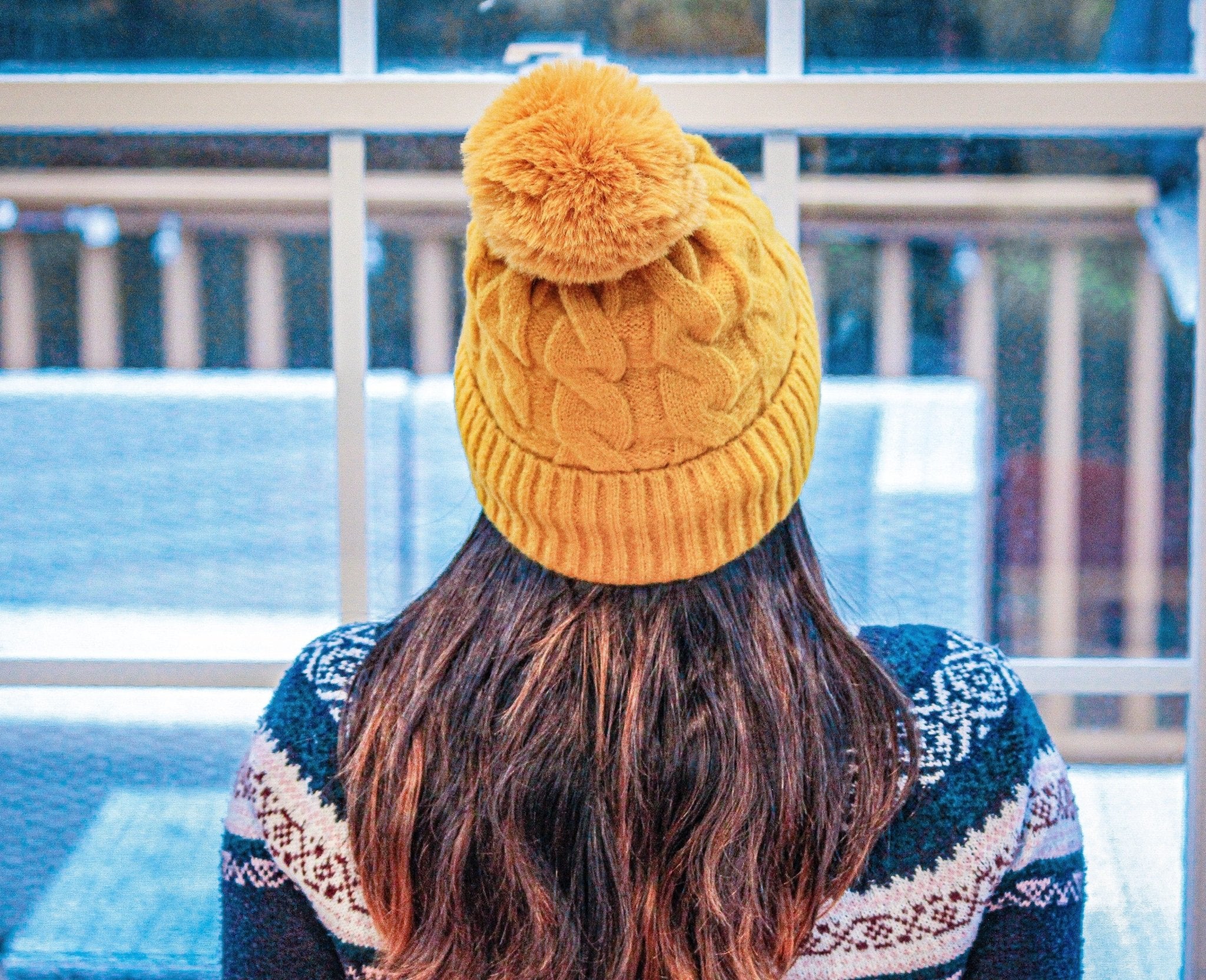 Women's & Girls' Furry Lined Hats With Pompom Beanie Cable Design - Wear Sierra