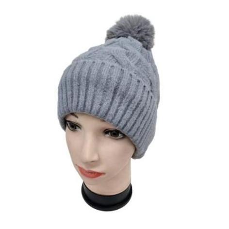 Women's & Girls' Furry Lined Hats With Pompom Beanie Cable Design - Wear Sierra