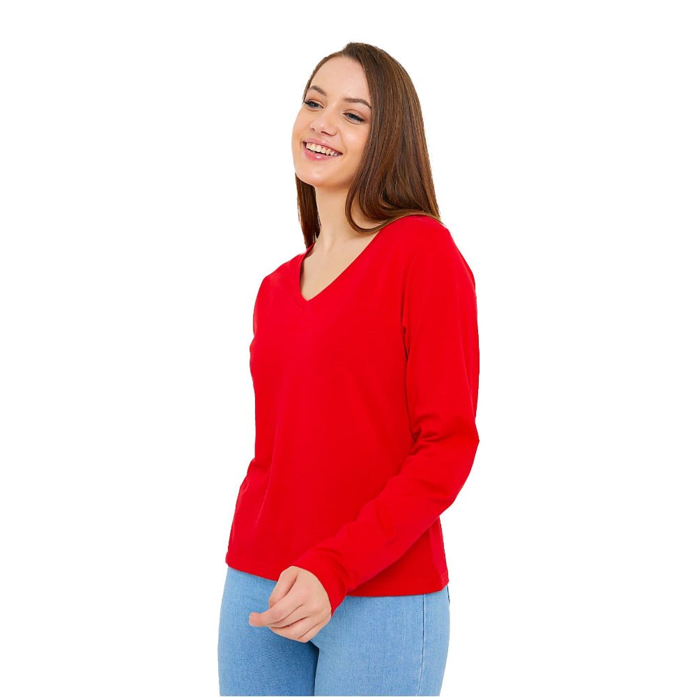 Women's Long Sleeve V-Neck Shirts - in All Natural, Colorful Pima Cotton, Turkish Cotton Long-Sleeve Shirts - Great for Layering under Sweaters and Scrubs - Wear Sierra