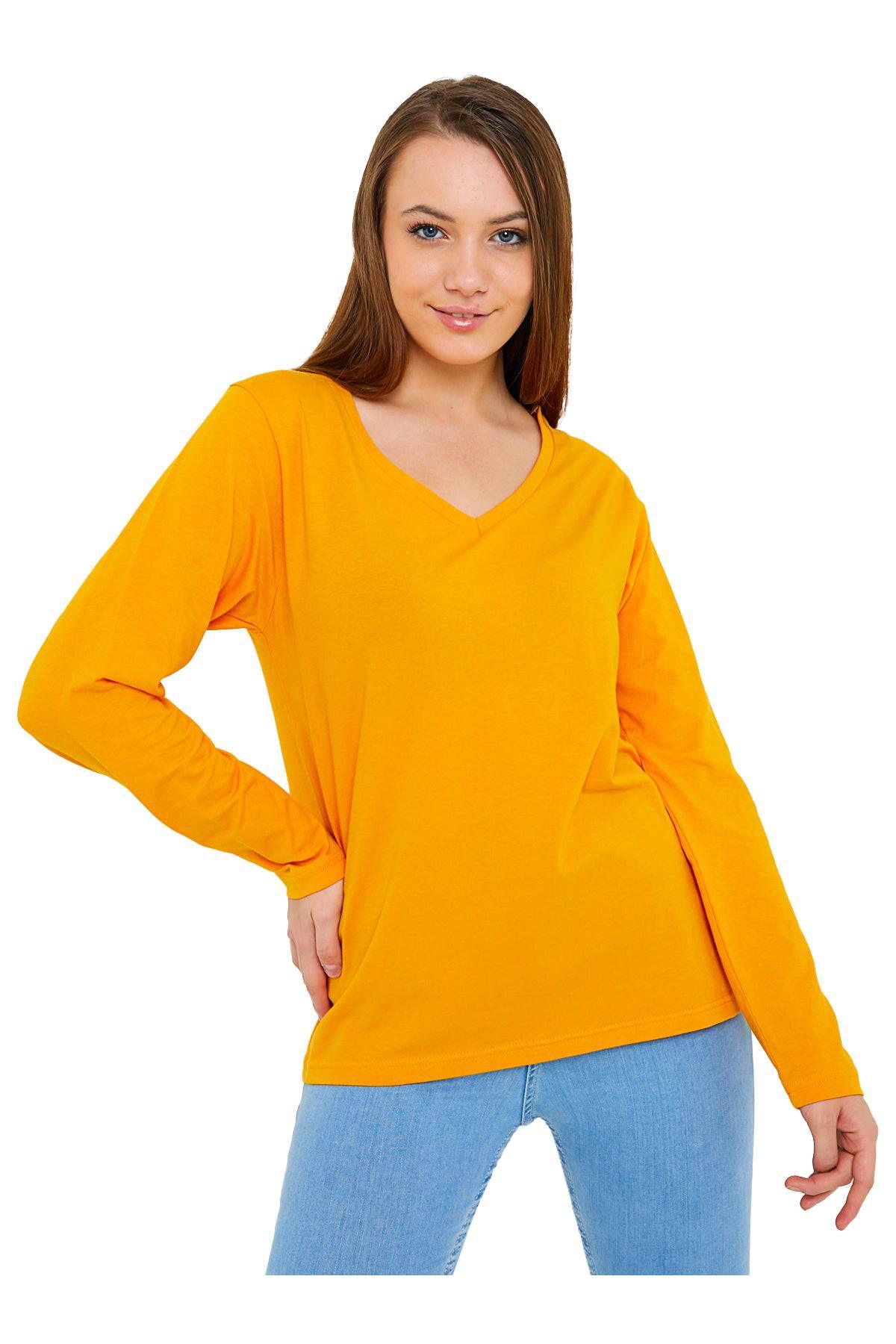 Women's Long Sleeve V-Neck Shirts - in All Natural, Colorful Pima Cotton, Turkish Cotton Long-Sleeve Shirts - Great for Layering under Sweaters and Scrubs - Wear Sierra