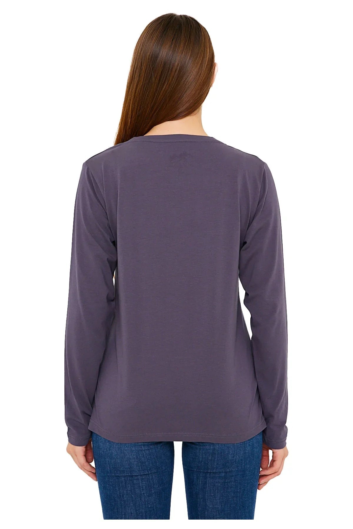 Women's Long Sleeve V-Neck Shirts - in All Natural, Colorful Pima Cotton, Turkish Cotton Long-Sleeve Shirts - Great for Layering under Sweaters and Scrubs - Wear Sierra