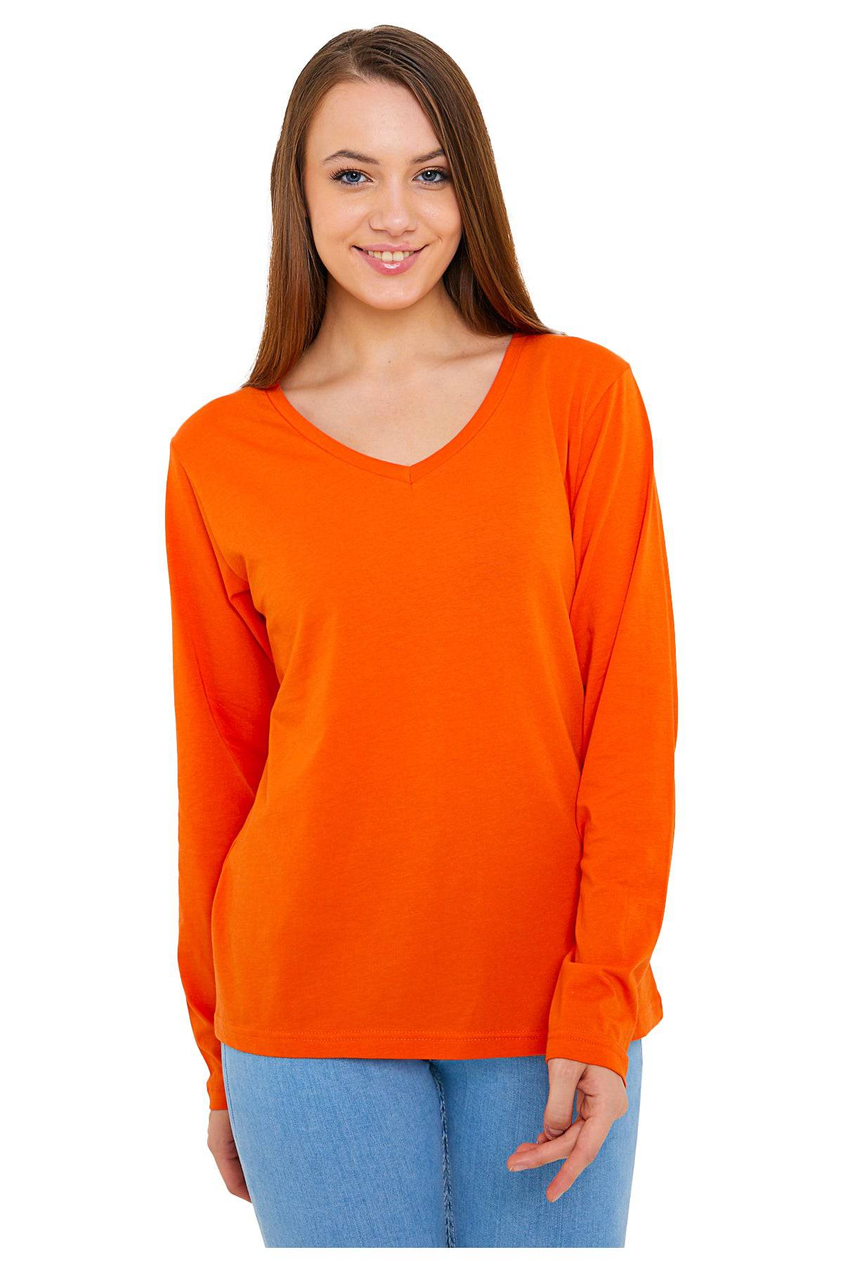 Women's Long Sleeve V-Neck Shirts - in All Natural, Colorful Pima Cotton, Turkish Cotton Long-Sleeve Shirts - Great for Layering under Sweaters and Scrubs - Wear Sierra