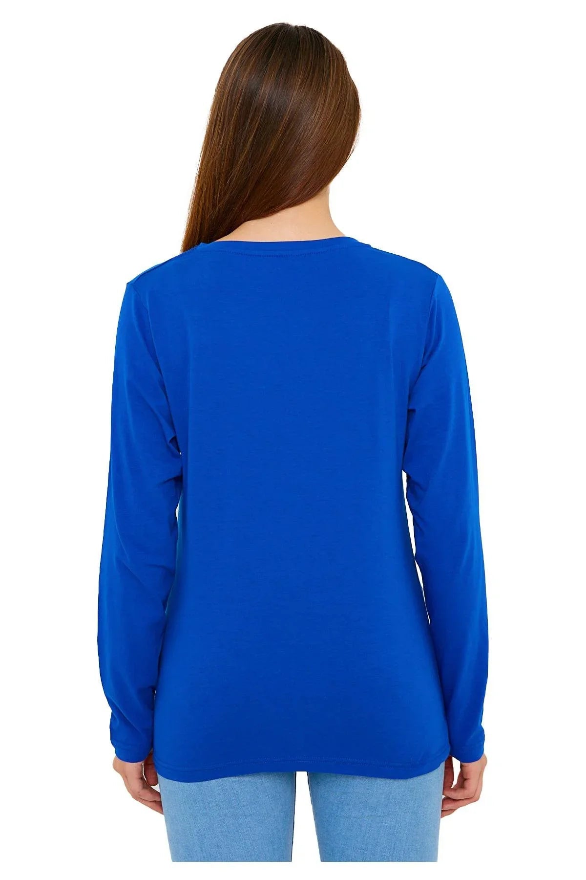 Women's Long Sleeve V-Neck Shirts - in All Natural, Colorful Pima Cotton, Turkish Cotton Long-Sleeve Shirts - Great for Layering under Sweaters and Scrubs - Wear Sierra