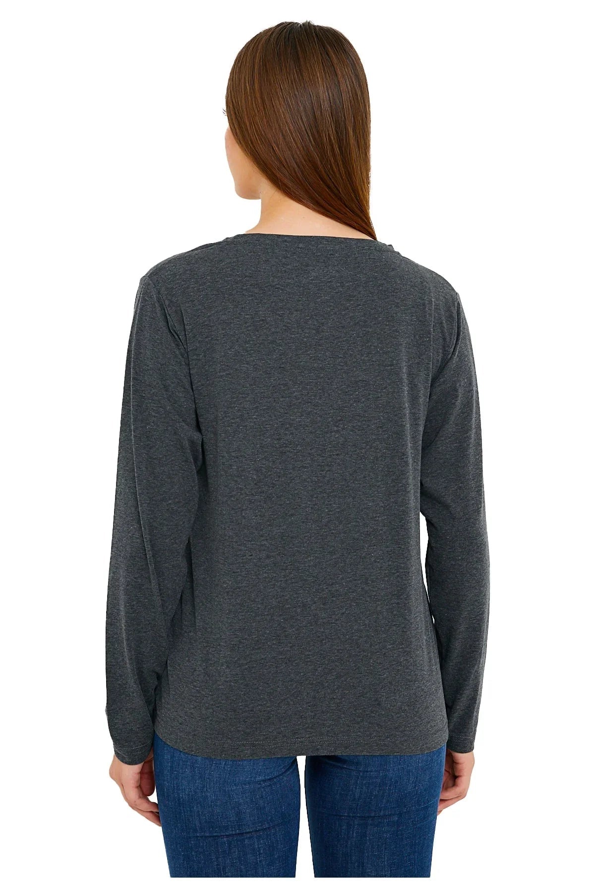 Women's Long Sleeve V-Neck Shirts - in All Natural, Colorful Pima Cotton, Turkish Cotton Long-Sleeve Shirts - Great for Layering under Sweaters and Scrubs - Wear Sierra
