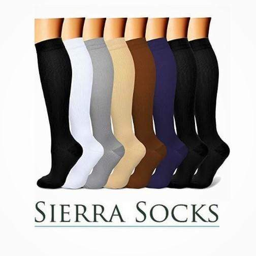 Women's Nylon Knee High Compression Socks (15-20 mmHg) 1 Pair Pack in Classic Colors - Wear Sierra