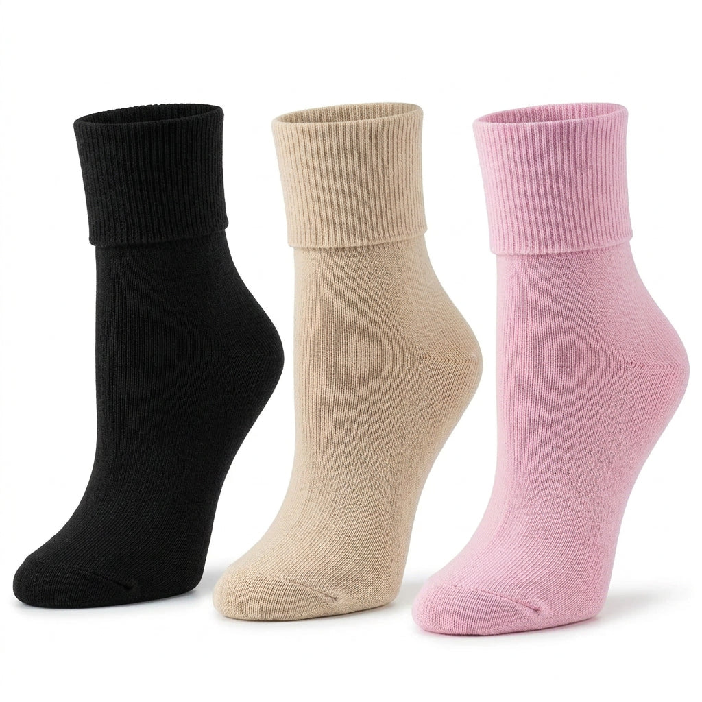 Women's Organic Cotton Turn Cuff Seamless Toe Socks - 3 Pair Packs - Wear Sierra