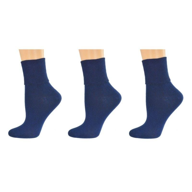 Women's Organic Cotton Turn Cuff Seamless Toe Socks - 3 Pair Packs - Wear Sierra