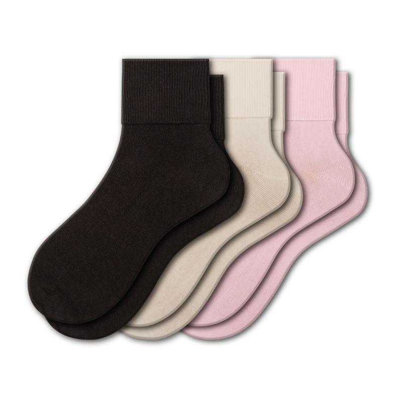 Women's Organic Cotton Turn Cuff Seamless Toe Socks - 3 Pair Packs - Wear Sierra