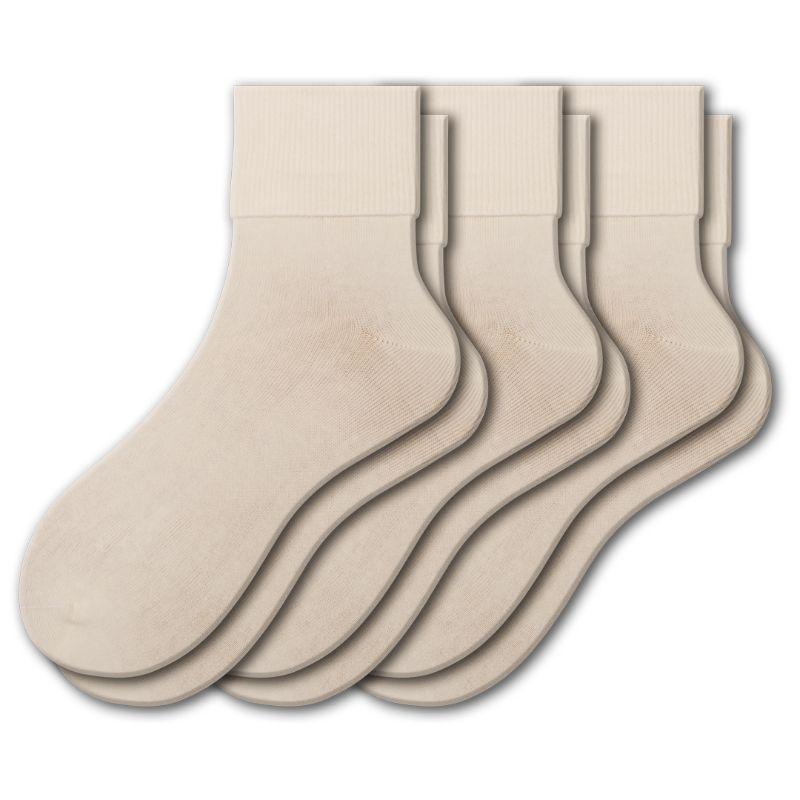 Women's Organic Cotton Turn Cuff Seamless Toe Socks - 3 Pair Packs - Wear Sierra