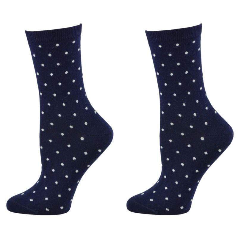 Women's Polka Dot Pattern Crew Socks 2-Pair Pack Cotton Socks - Wear Sierra
