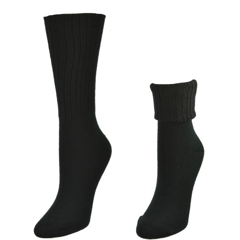 Women's Ribbed Crew Turn Cuff Soft Acrylic Socks for Girls' Uniforms - Wear Sierra