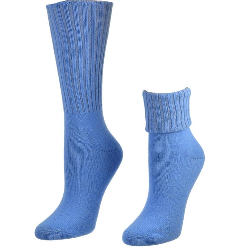 Women's Ribbed Crew Turn Cuff Soft Acrylic Socks for Girls' Uniforms - Wear Sierra