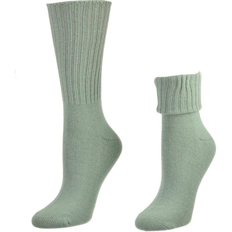 Women's Ribbed Crew Turn Cuff Soft Acrylic Socks for Girls' Uniforms - Wear Sierra