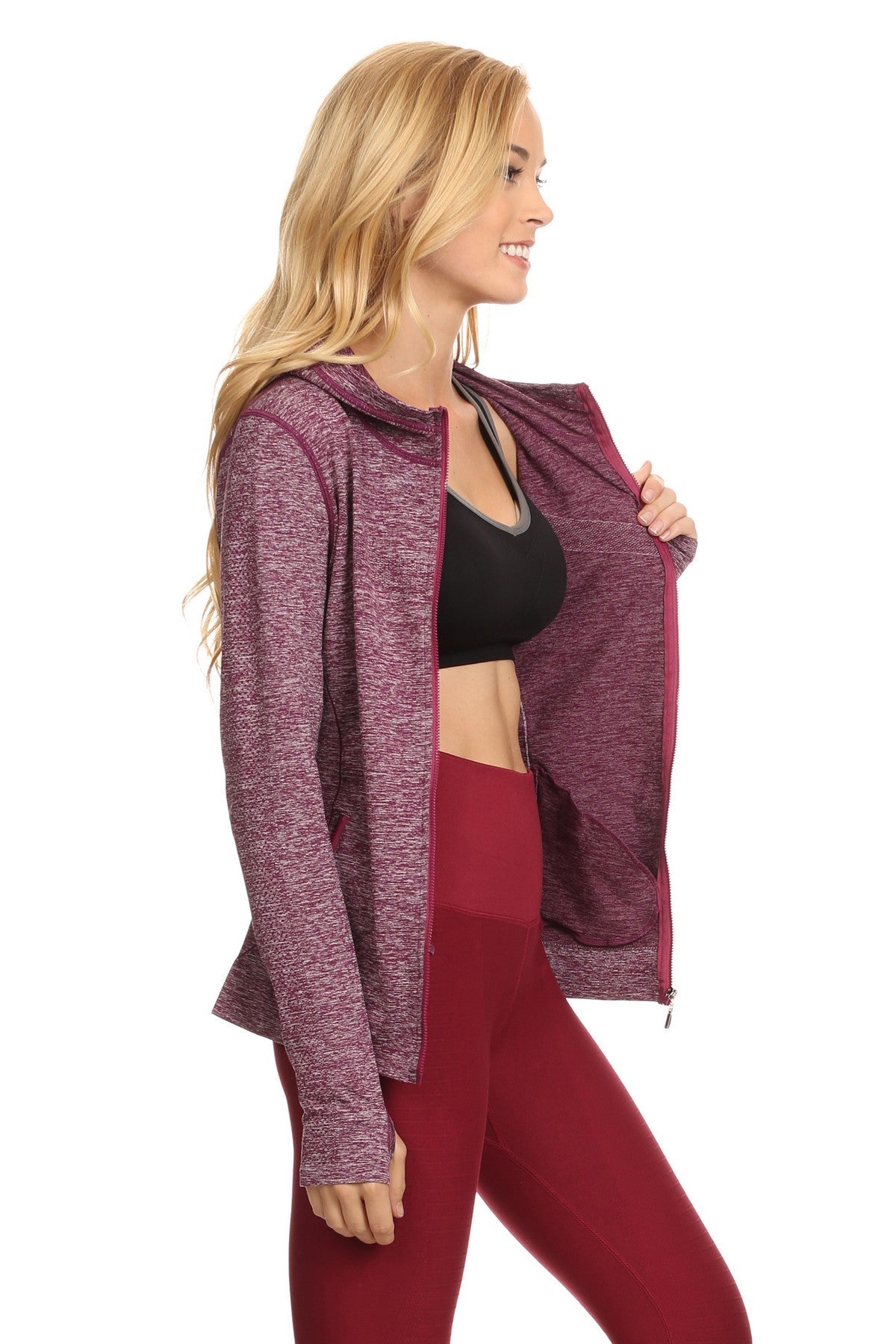 Women's Seamless Full Zipper Jacket with Hoodie and Thumb Holes - Wear Sierra
