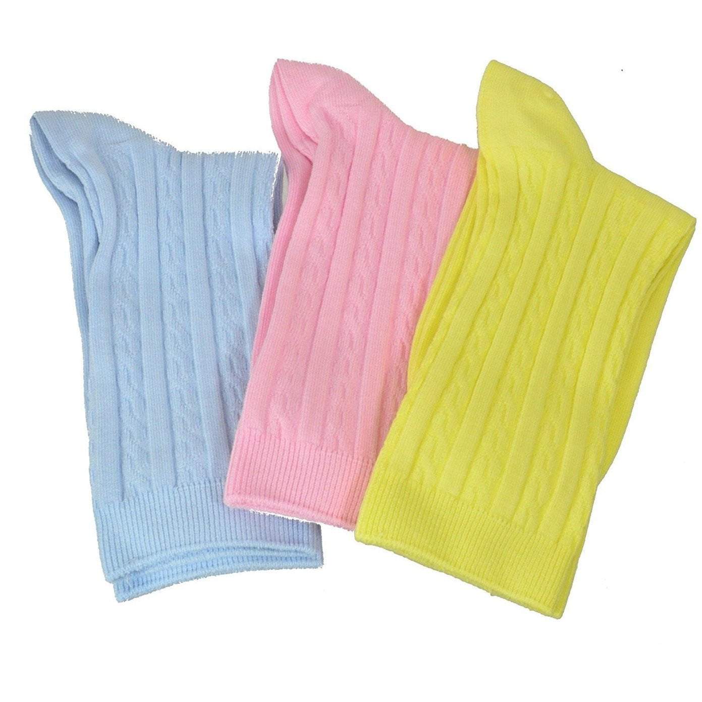 Women's Silky Rayon Cable Pattern Crew Socks in 3 Pair Packs - Great for Spring & Summer - Wear Sierra