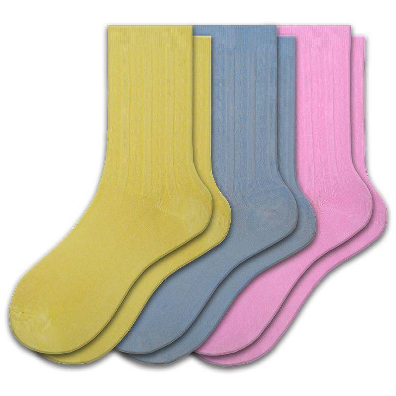 Women's Silky Rayon Cable Pattern Crew Socks in 3 Pair Packs - Great for Spring & Summer - Wear Sierra