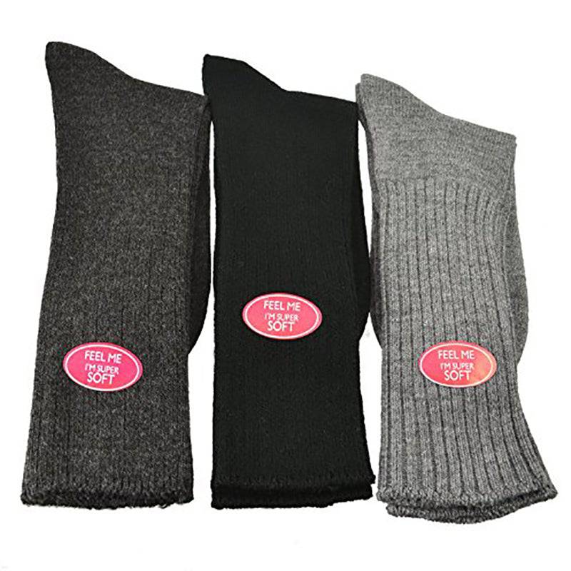 Women's Solid Color Ribbed Crew Turn Cuff Soft Socks in 3-Pair Pack - Wear Sierra
