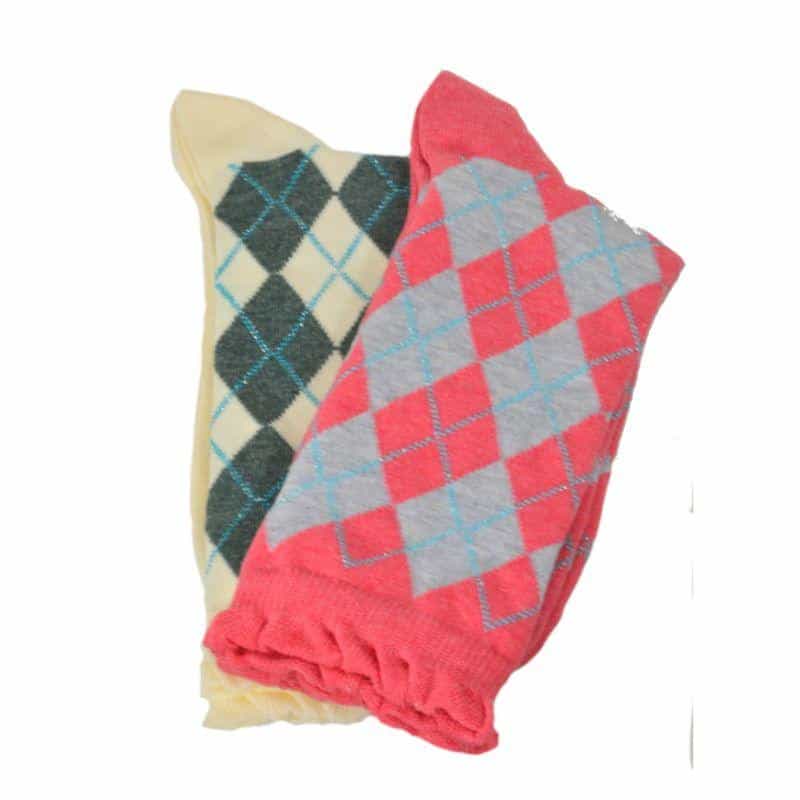 Women's Sparkly Cotton Argyle Crew Socks 2 - Pair Packs - Wear Sierra