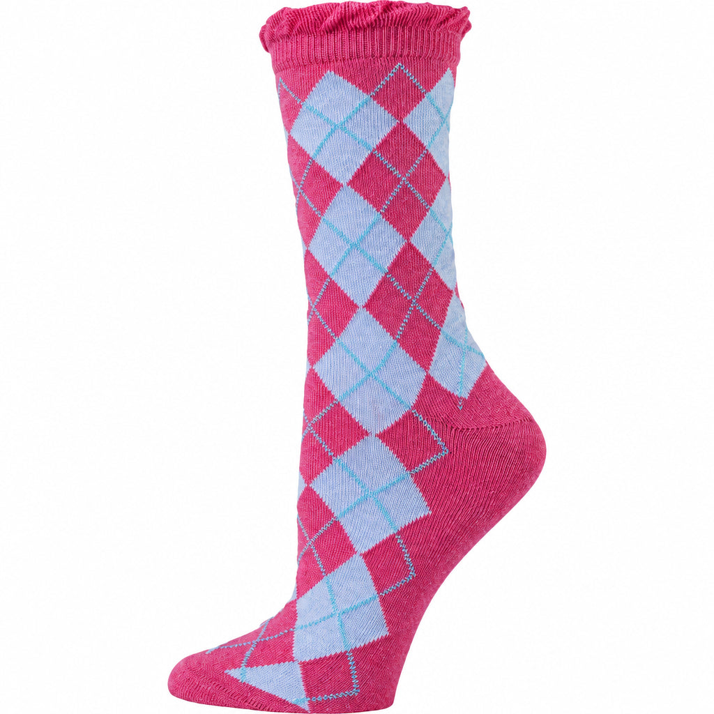 Women's Sparkly Cotton Argyle Crew Socks 2 - Pair Packs - Wear Sierra