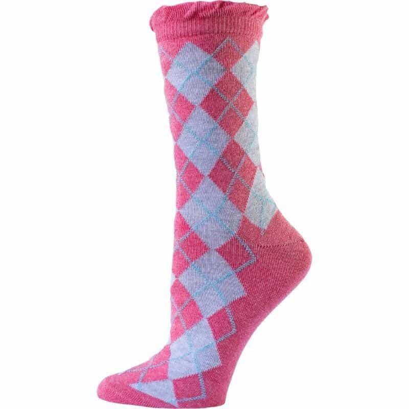 Women's Sparkly Cotton Argyle Crew Socks 2 - Pair Packs - Wear Sierra